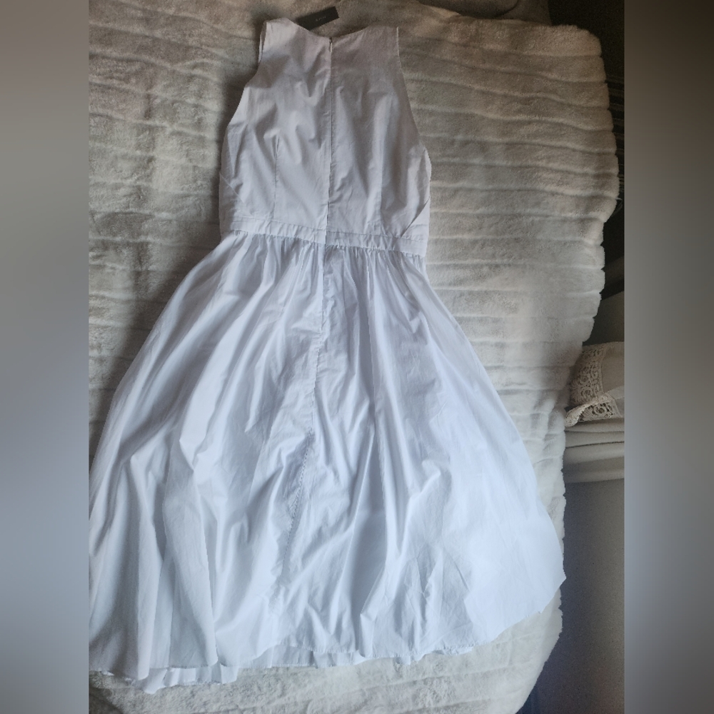 JCrew High Neck Cotton Poplin Sleeveless Midi Dress White Size 4, 6, 8, 10 NWT - Picture 3 of 16